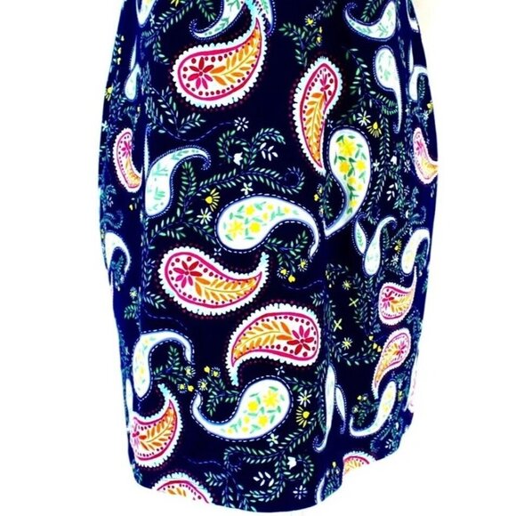 Talbots Spring Summer Paisley Print Sheath Dress Ruffle Neck Sleeveless Sz M - Picture 5 of 11